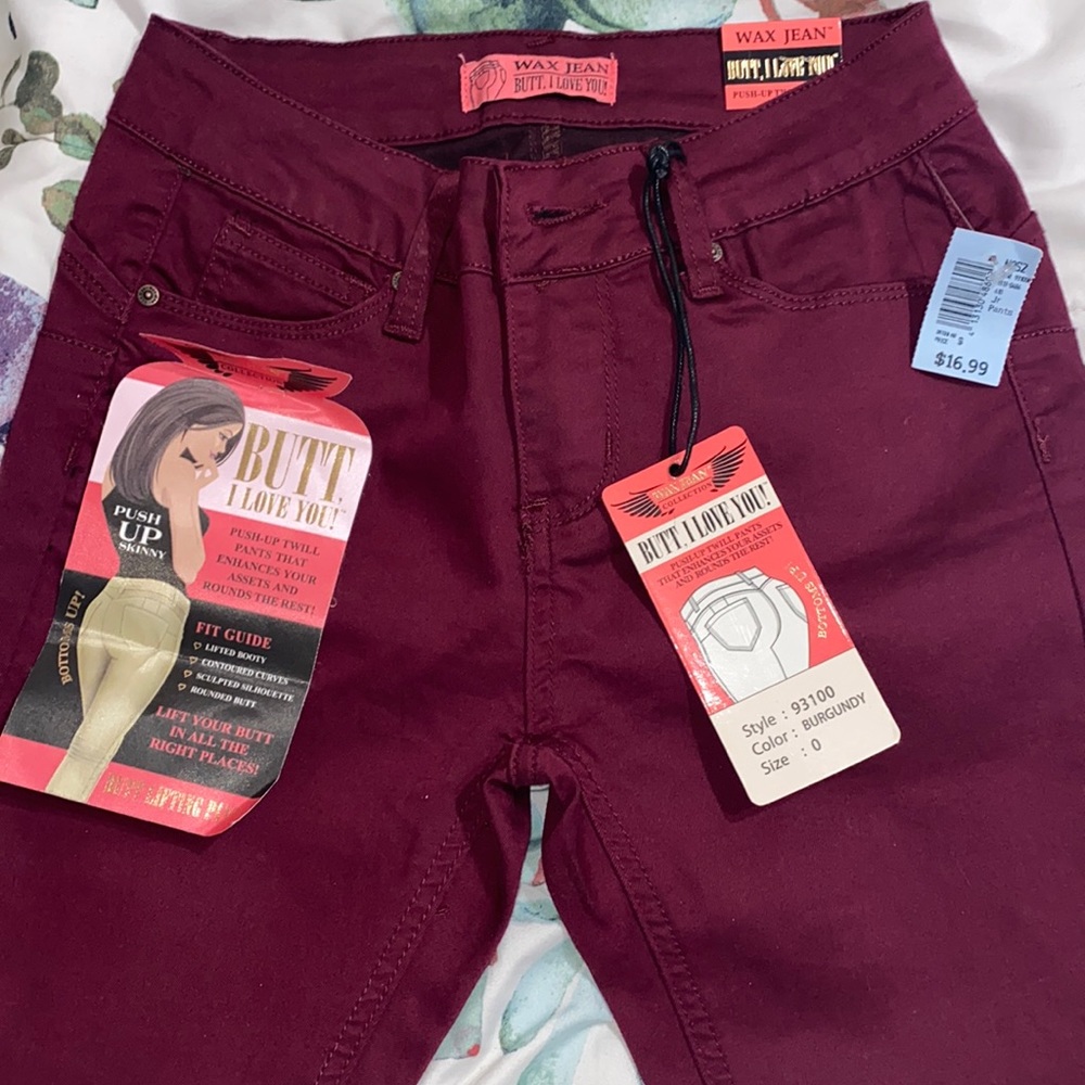 Burgundy Push-Up Skinny Pants